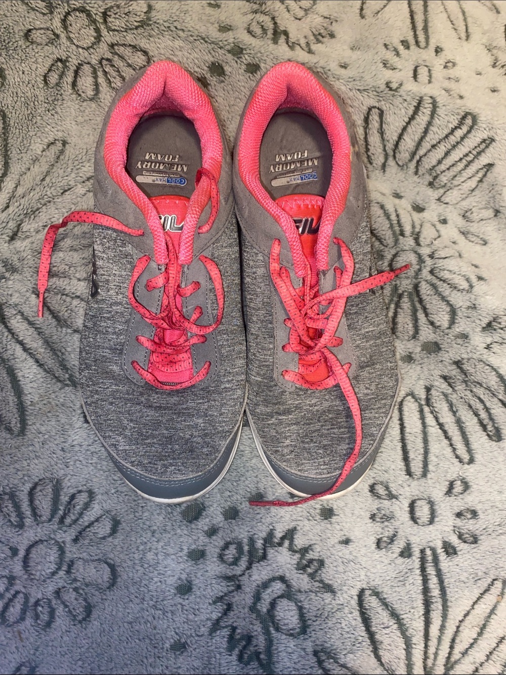 Fila Women's Gray and Pink Athletic Walking Sneakers
